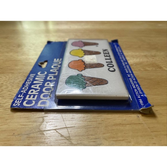 Vintage Retro Dead Stock COLLEEN With Ice Cream Ceramic Name Wall Plaque Sign - Picture 3 of 12